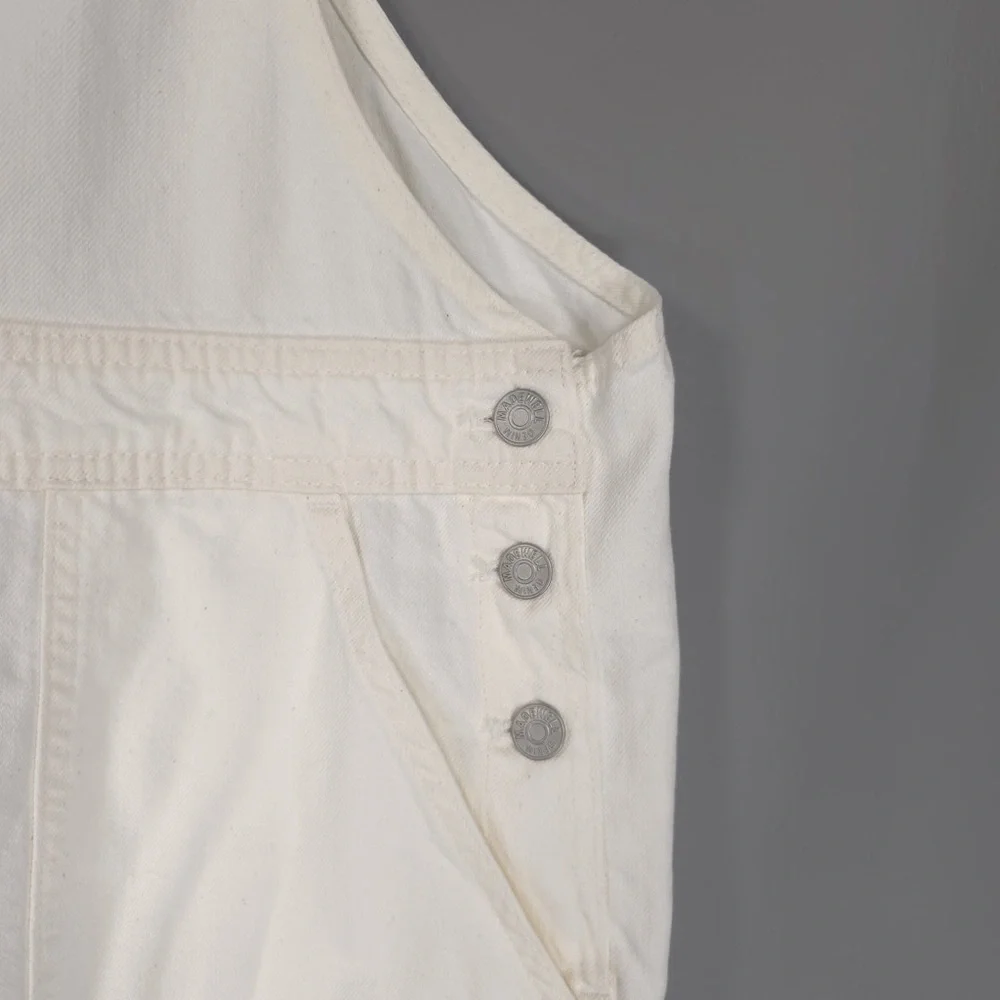 NWT MADEWELL Women’s Denim Oversized Carpenter Shortalls Raw Hem Tile‎ White XXL